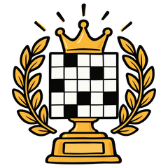 Trofeo con una cuadrícula de crucigrama, corona y laureles
