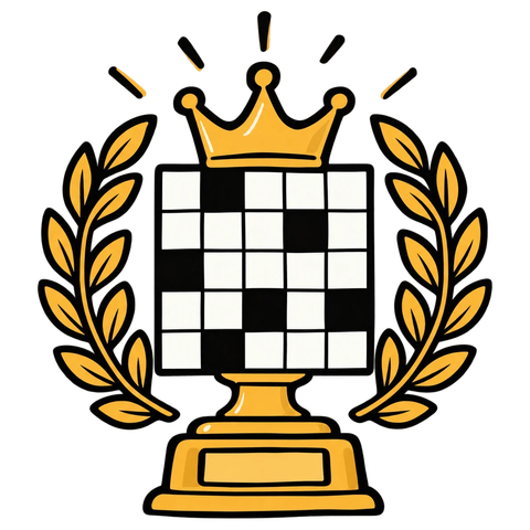Trofeo con una cuadrícula de crucigrama, corona y laureles